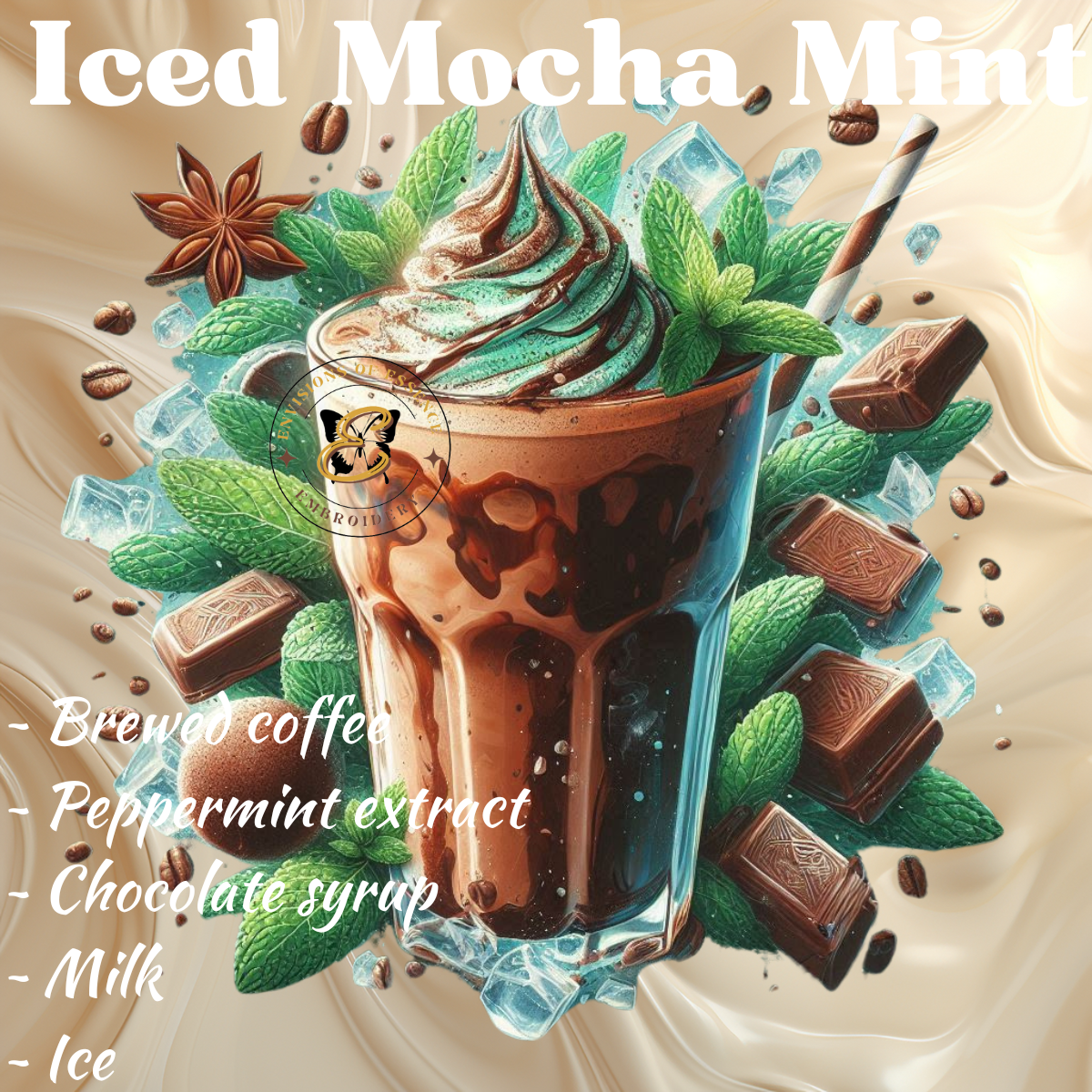 4-Piece Set Herbal & Fruity Mixed Flavored Ice-Coffee Recipe Coasters
