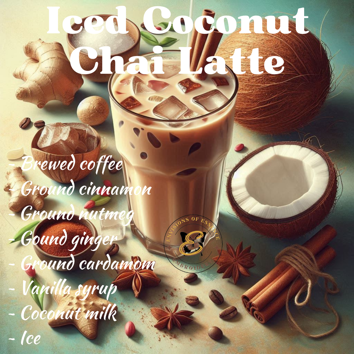 4-Piece Set Herbal & Fruity Mixed Flavored Ice-Coffee Recipe Coasters