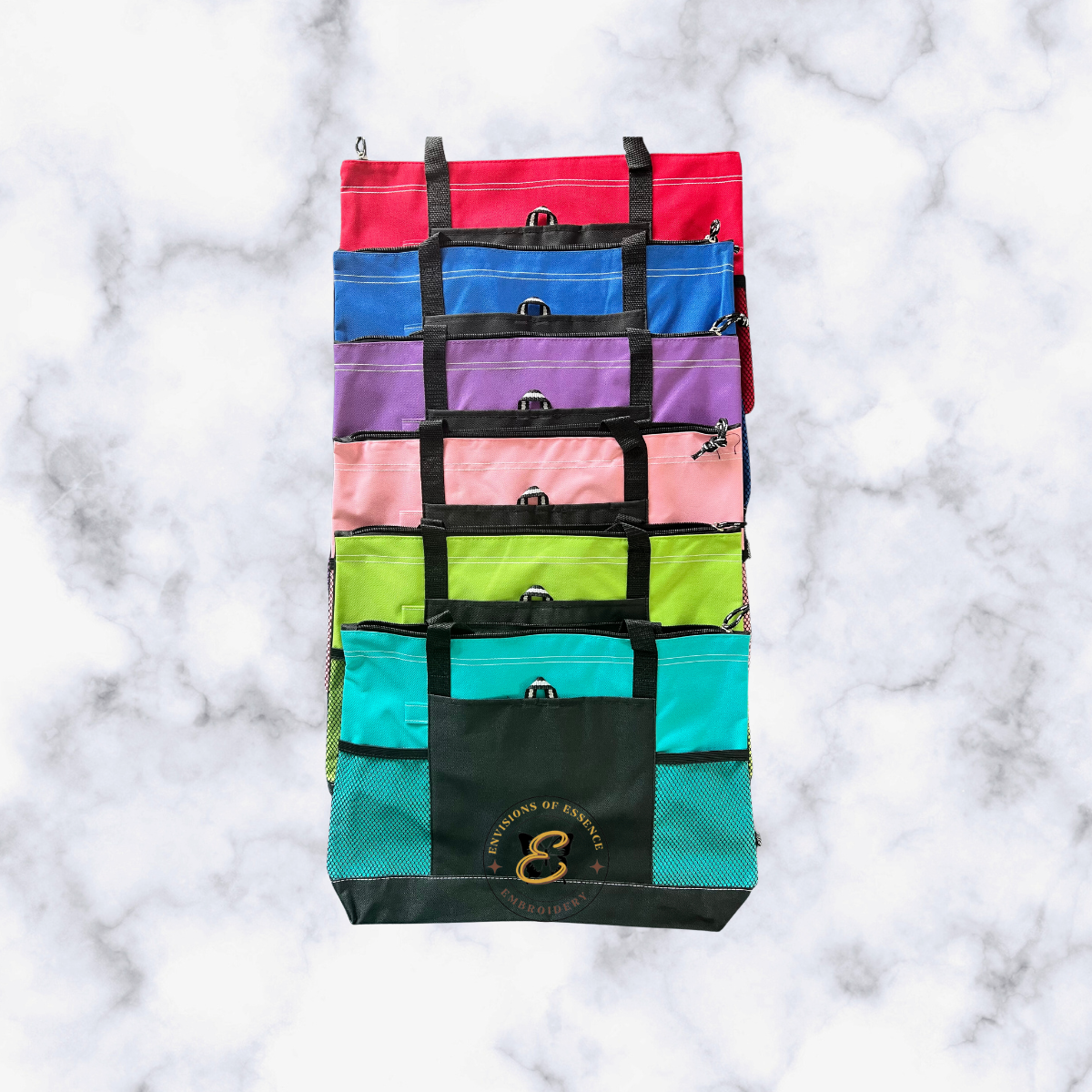 Embroidered Teach Love Inspire Teacher's Inspirational Zippered Tote with Pockets