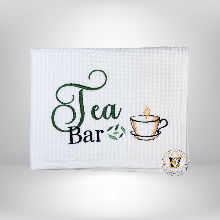 white embroidered tea bar towel mats