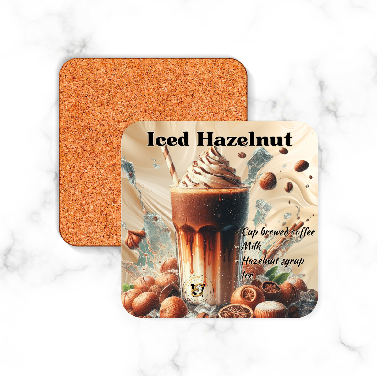 4-Piece Set Mixed Flavored Latte Ice-Coffee Recipe Coasters