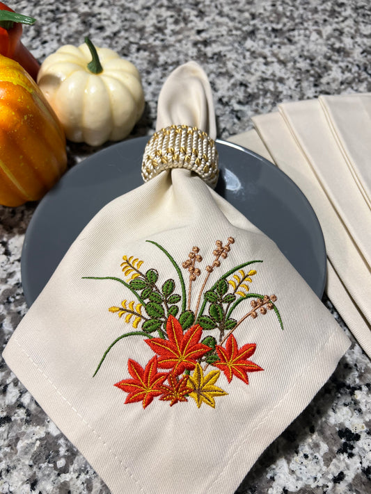 Fall / Autumn Leaves 18x18 Linen Dinner Napkins