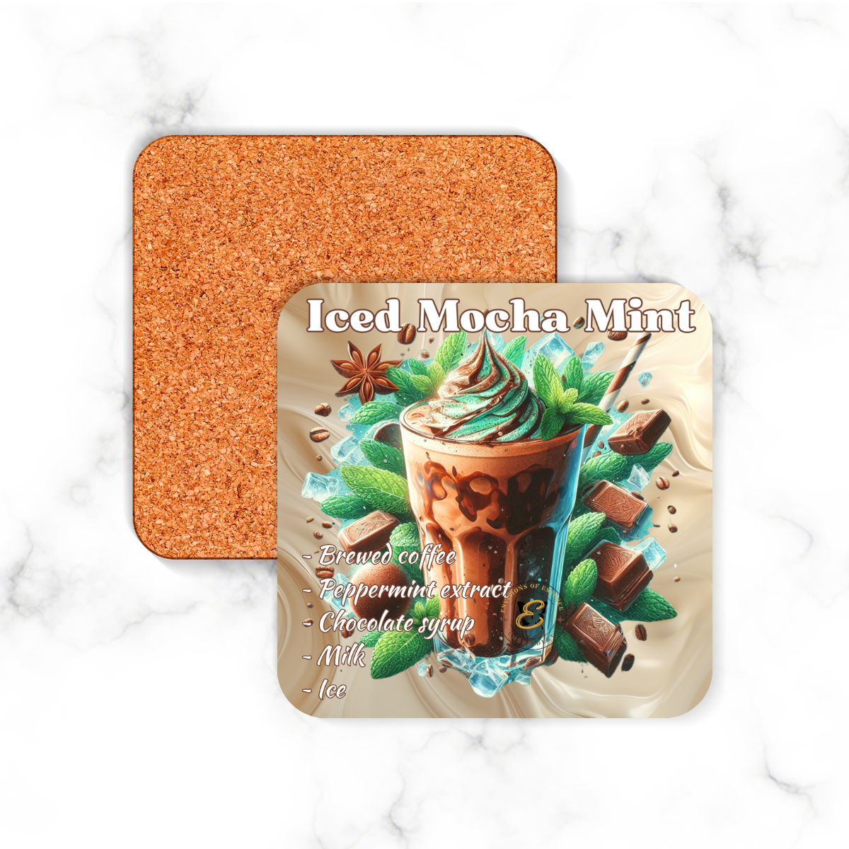 4-Piece Set Herbal & Fruity Mixed Flavored Ice-Coffee Recipe Coasters