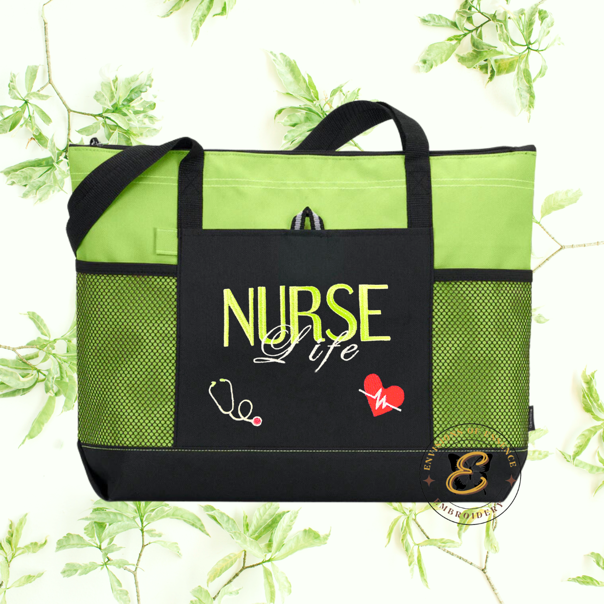 Nurse's Life Inspirational Zippered Tote with Pockets