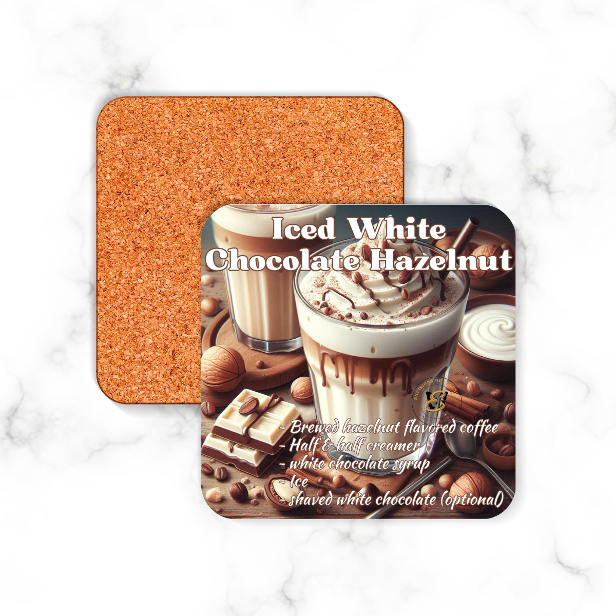 4-Piece Set Mixed Flavored Latte Ice-Coffee Recipe Coasters