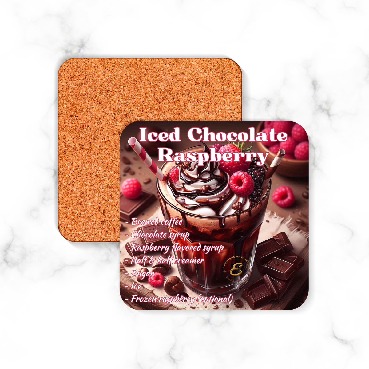 4-Piece Set Herbal & Fruity Mixed Flavored Ice-Coffee Recipe Coasters