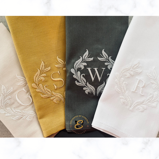 Elegant Monogrammed Linen Dinner Napkins