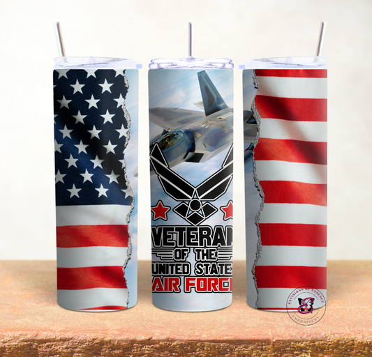 US Air Force Veteran with the American Flag Tumbler