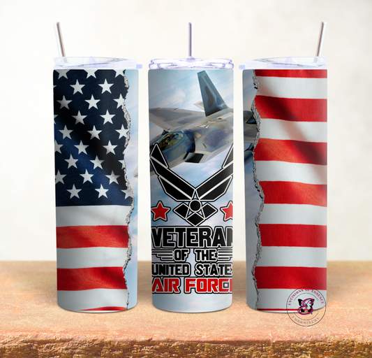 US Air Force Veteran with the American Flag 20oz Tumblers