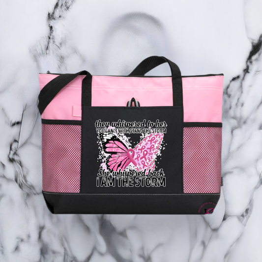 I Am The Storm Breast Cancer Pink and Black Tote