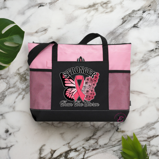 Stronger Than the Storm Pink and Black Tote